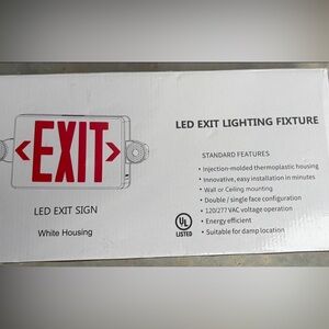 TANLUX Red Exit Sign with Emergency Light, LED Light with Battery Backup Combo